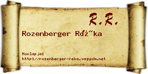 Rozenberger Réka névjegykártya